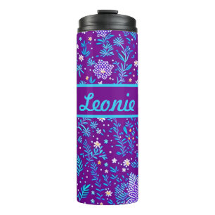 Bouteilles Isothermes Motif floral violet, turquoise, rose