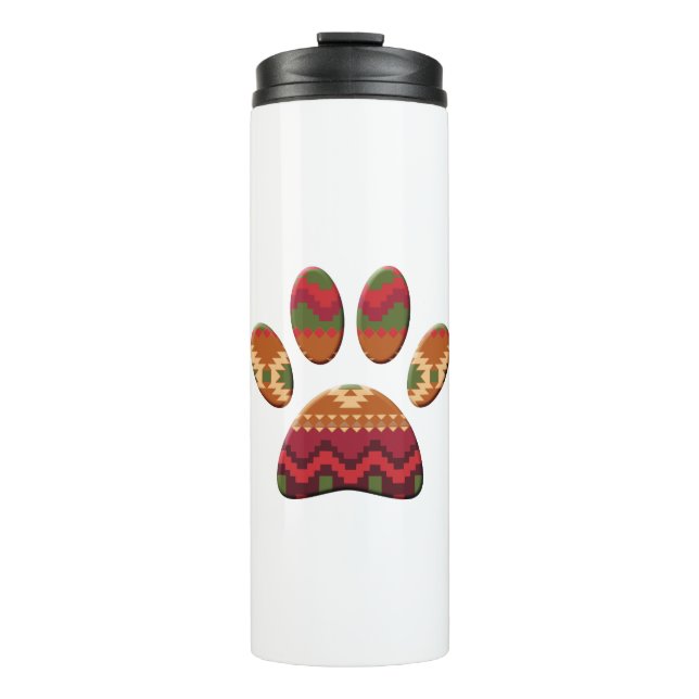 Bouteilles Isothermes Motif géométrique Aztec Empreinte de patte Art Dog (Devant)