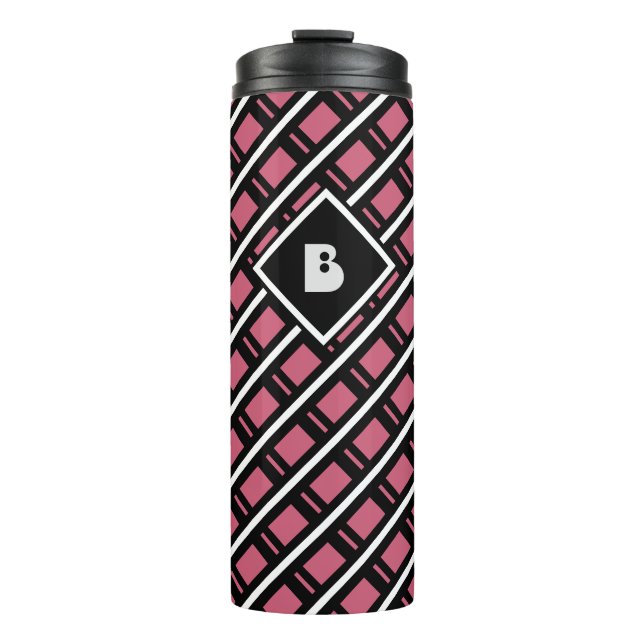 Bouteilles Isothermes Motif géométrique Funky moderne Monogramme rose (Devant)