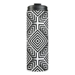 Bouteilles Isothermes Motif géométrique. Noir et blanc. Carrés et st