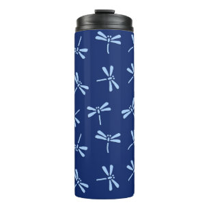 Bouteilles Isothermes Motif japonais de libellules, Navy et Sky Blue