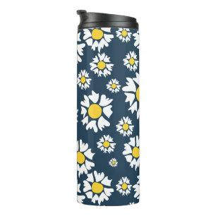 Bouteilles Isothermes Motif marguerrier, motif floral, marguerites blanc