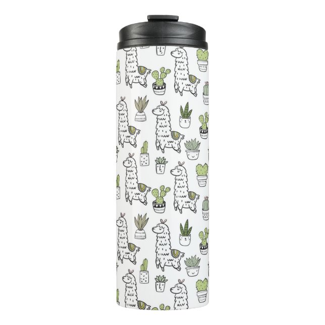 Bouteilles Isothermes Motif mignon d'alpaga et de cactus (Devant)