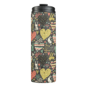 Bouteilles Isothermes Motif mignon de lapins d'amour avec des coeurs