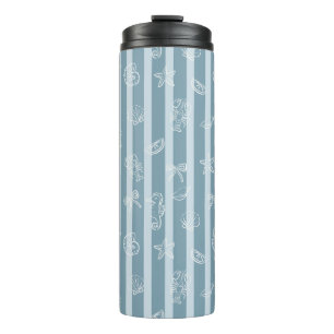 Bouteilles Isothermes Motif Nautique Côtiers Coquillage de Mer Bleu &