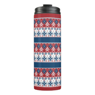 Bouteilles Isothermes Motif norvégien rayé bleu rouge