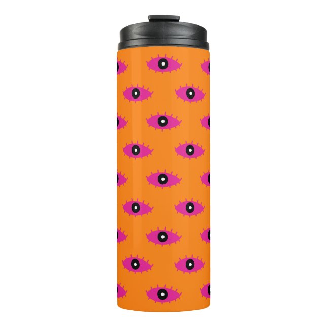 Bouteilles Isothermes Motif oculaire rétro brûlé orange et rose BOHO (Devant)