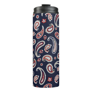 Bouteilles Isothermes Motif paisley traditionnel indien sur la marine