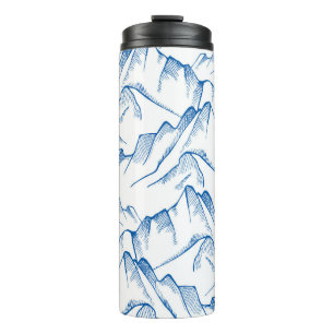 Bouteilles Isothermes Motif paysager de montagne tiré à la main.