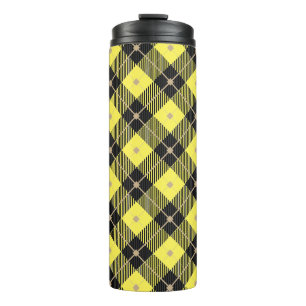Bouteilles Isothermes Motif plaid tendance noir Jaune
