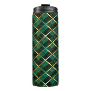 Bouteilles Isothermes Motif Plaid Vert Et Or De Noël