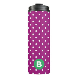 Bouteilles Isothermes Motif pois violet Monogramme vert