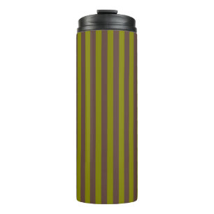 Bouteilles Isothermes Motif rayé en chocolat brun et vert olive