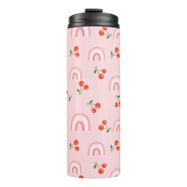 Bouteilles Isothermes Motif rose arc-en-ciel cerise (Devant)