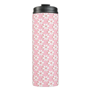 Bouteilles Isothermes Motif rose et blanc sur rose clair
