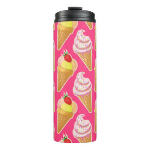 Bouteilles Isothermes Motif rose Kawaii avec crème glacée aux fraises