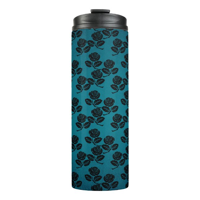 Bouteilles Isothermes Motif Rose noir et bleu (Devant)