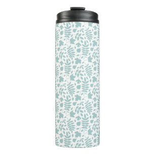 Bouteilles Isothermes Motif Rpt Feuille tombé Turquoise en blanc