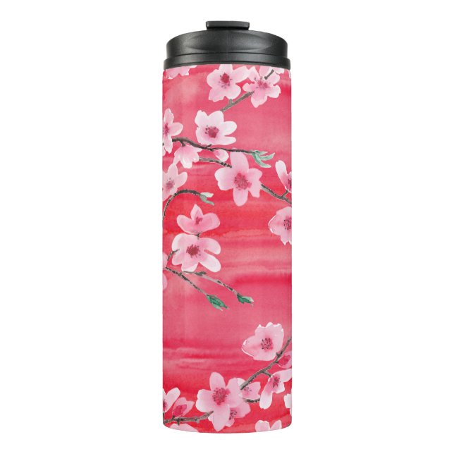 Bouteilles Isothermes Motif sans couture avec Belle fleur de cerisier (Devant)