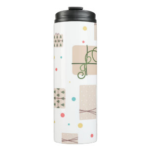 Bouteilles Isothermes Motif sans couture avec boîtes cadeaux. Cadeaux em