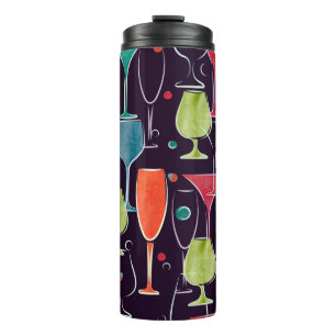 Bouteilles Isothermes Motif sans couture avec cocktail coloré d'aquarell