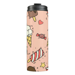 Bouteilles Isothermes Motif sans couture avec crème glacée et lollipopes