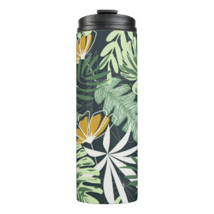 Bouteilles Isothermes Motif sans couture avec feuilles tropicaux et fleu
