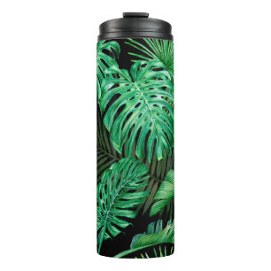 Bouteilles Isothermes Motif sans couture avec feuilles tropicaux sur un