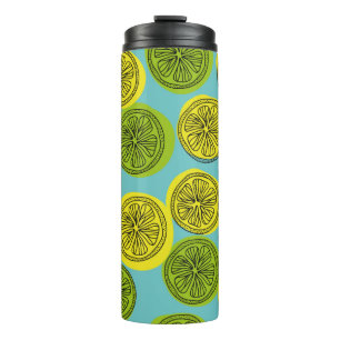 Bouteilles Isothermes Motif sans couture avec tranches de citron. illust