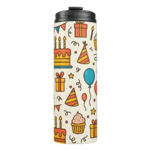 Bouteilles Isothermes Motif sans couture de fête d'anniversaire vibrant