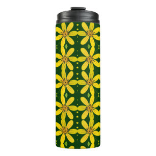 Bouteilles Isothermes Motif sans couture de fleurs jaunes vibrantes 