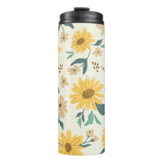Bouteilles Isothermes Motif sans couture de tournesol. Marguerite jaune