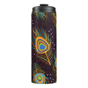 Bouteilles Isothermes Motif sans couture "Plumes de paon"