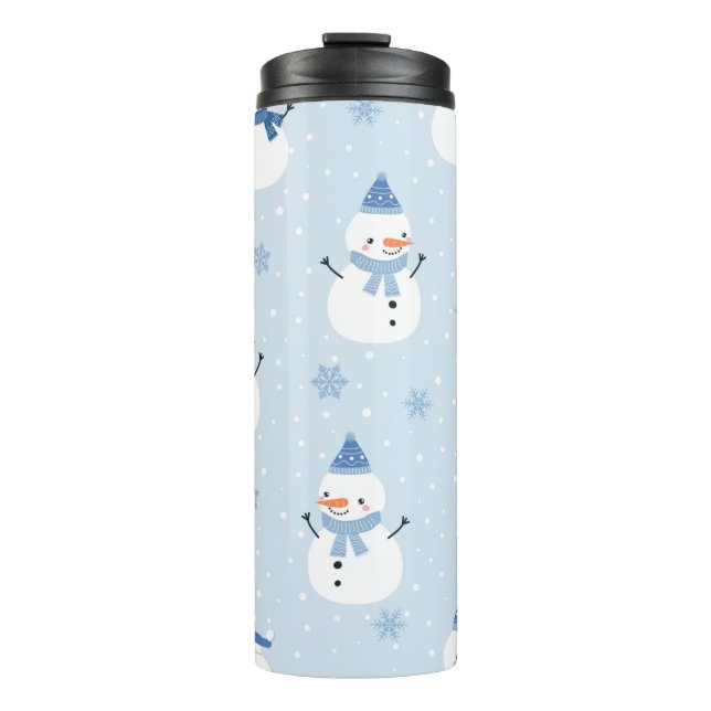Bouteilles Isothermes Motif sans couture Snowman, arrière - plan d'hiver (Devant)