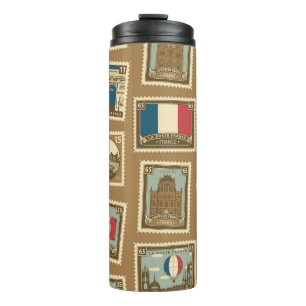 Bouteilles Isothermes motif sans soudure avec timbres-poste sur le thèm