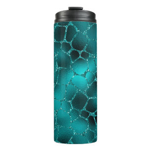 Bouteilles Isothermes Motif Taches de Girafe Ombré Sarcelle Pailleté Gla