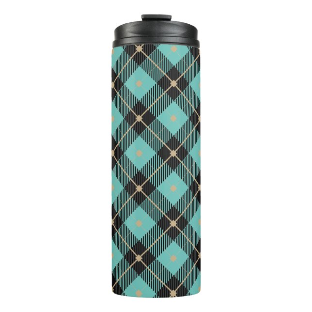 Bouteilles Isothermes Motif tendance Black Aqua Plaid (Devant)