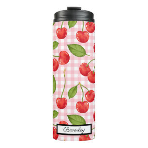 Bouteilles Isothermes Motif tendance Red Cherry en vichy arrière - plan
