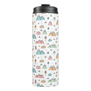 Bouteilles Isothermes Motif tiré par la main mignon de scène de montagne
