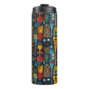 Bouteilles Isothermes Motif tribal africain avec idoles.