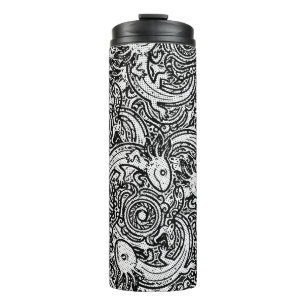 Bouteilles Isothermes Motif tribal aztèque Axolotl Xolotl noir et blanc