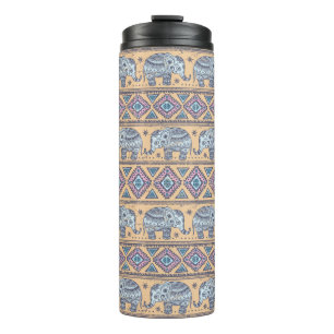 Bouteilles Isothermes Motif tribal d'éléphant ethnique bleu