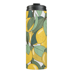 Bouteilles Isothermes Motif tropical aux citrons jaunes.
