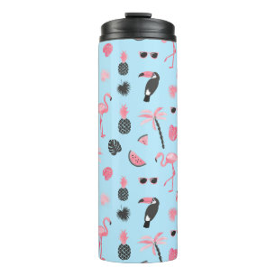 Bouteilles Isothermes Motif tropical d'été rose et bleu