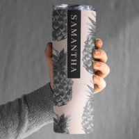 Motif Tropical Grey & Rose Ananas Avec Nom