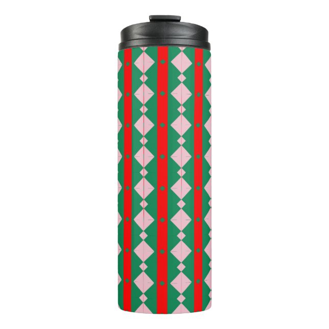 Bouteilles Isothermes Motif vert et rose Abstrait avec diamants (Devant)