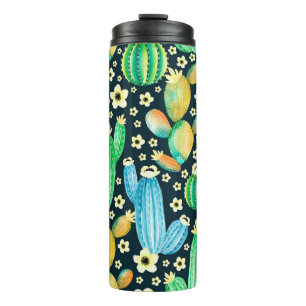 Bouteilles Isothermes Motif vintage avec succulents. Cactus aquarelle