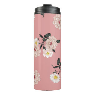 Bouteilles Isothermes motif vintage sans soudure sur arrière - plan rose