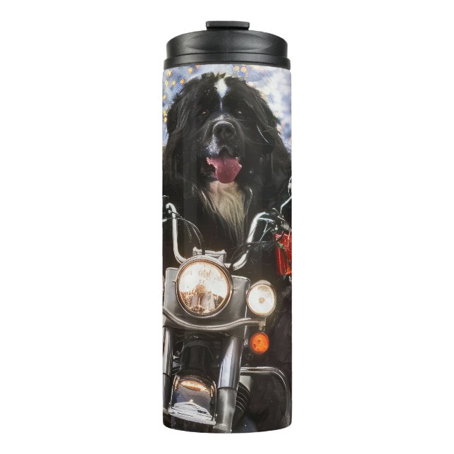 Bouteilles Isothermes Moto à chiens de Terre-Neuve Noël (Devant)