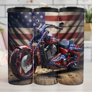 Bouteilles Isothermes Moto Patriotique 3D Plancher en bois